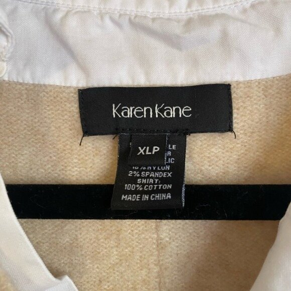Karen Kane Beige & White Shirttail Sweater Size XLP Cotton & Synthetic Blend - Picture 2 of 2